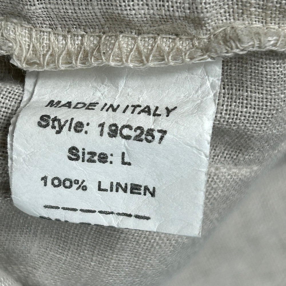 Francesca Bettini Italy Lagenlook Linen Top Beige Short Sleeve Pocket 19C257 - Picture 7 of 8